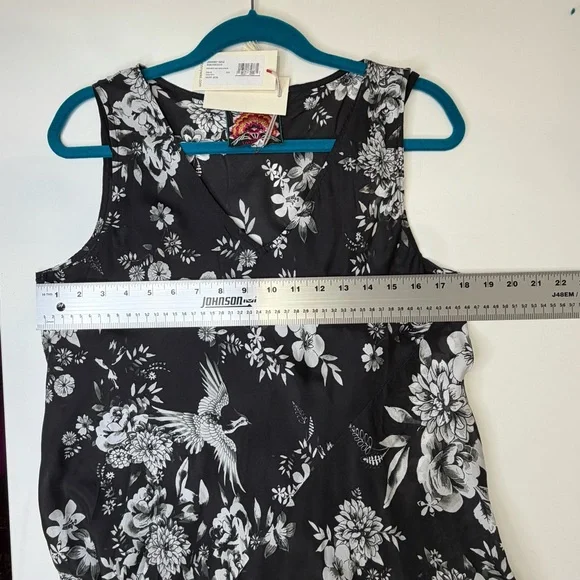 Johnny Was Dreamer Silk Bias Floral Black & White Maxi Dress. Size M. NEW w/tags - Picture 6 of 6